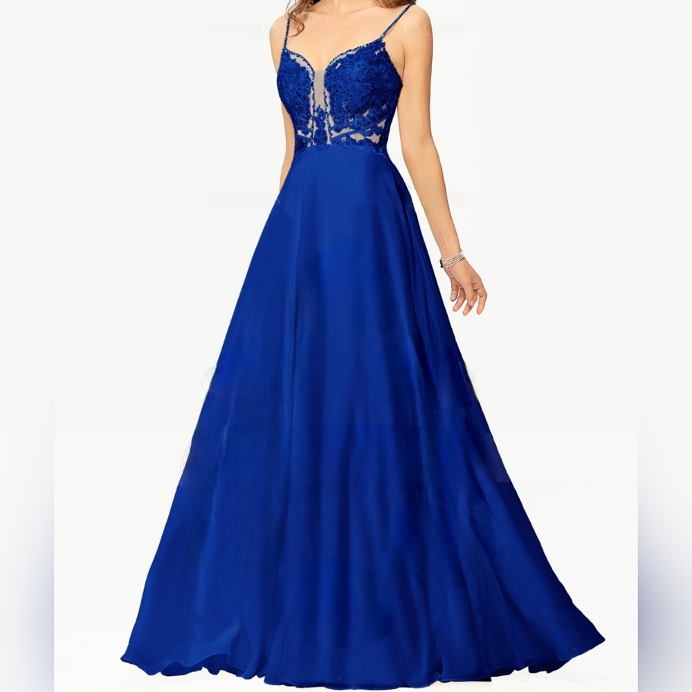 A-line V Neck Sleeveless Chiffon Long/Floor-Length Dress, Appliqued Sequins